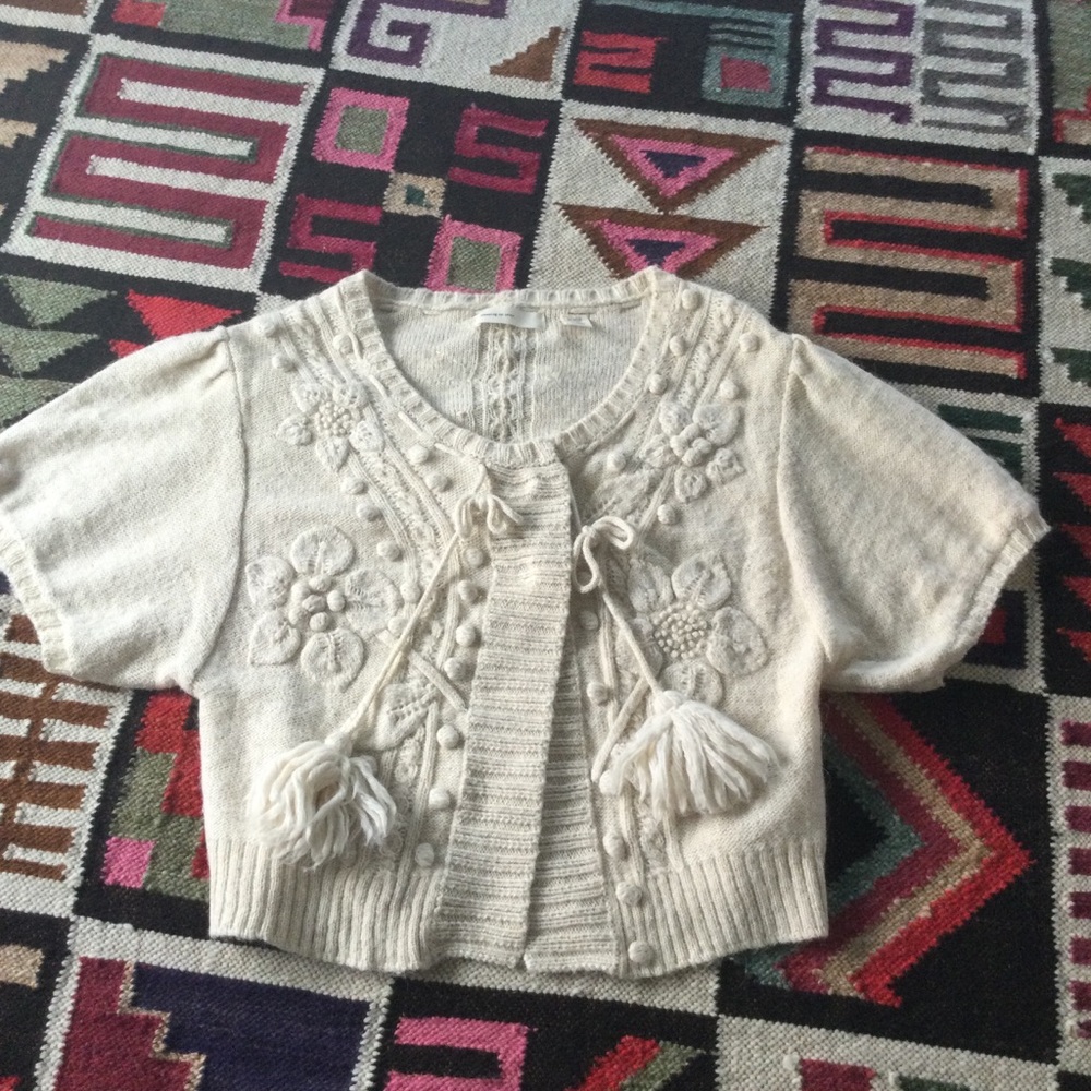 Sleeping on Snow - Cream Floral Knit Cardigan Sweater